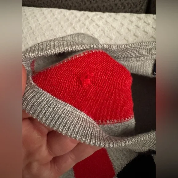 Burberry Golf Long Sleeve V-Neck Argyle Sweater Grey Red Black Merino Wool Small - Picture 14 of 16